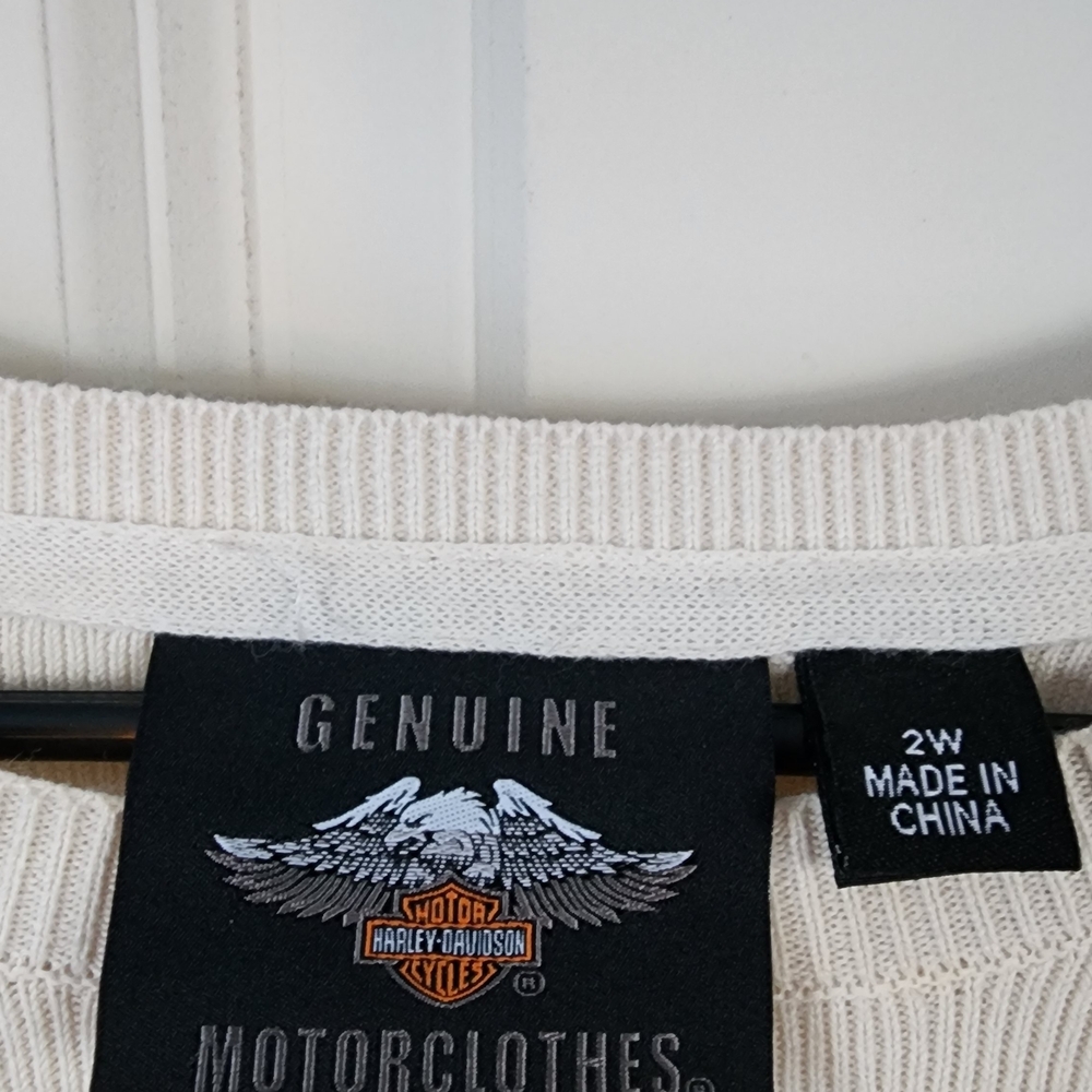 Harley-Davidson Cream Long Sleeve Top with Black Accents - Picture 3 of 3